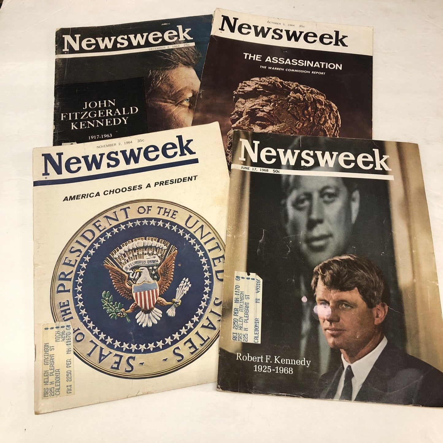 Lot of 4 Vintage Newsweek Magazines Kennedy President Assassinations JFK RFK