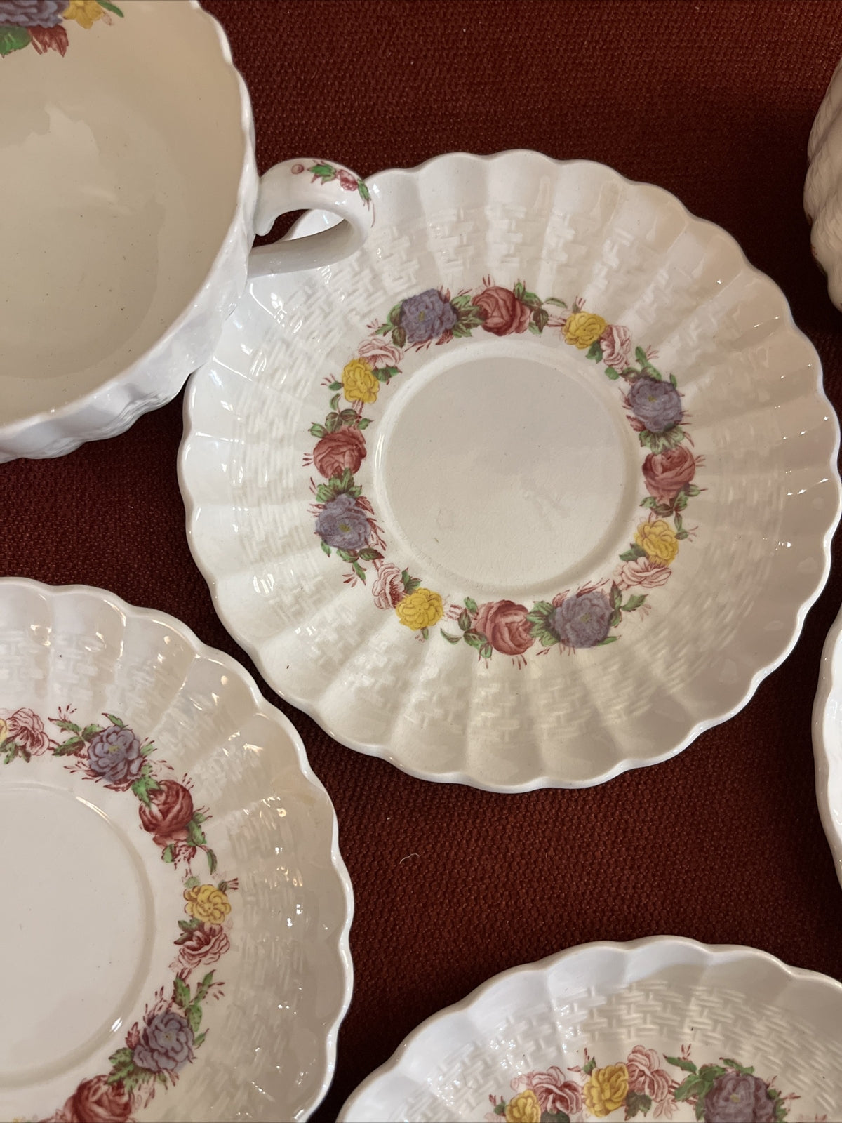 Copeland Spode Rose Briar set of  4 Cup & Saucer Sets   2 1/8"