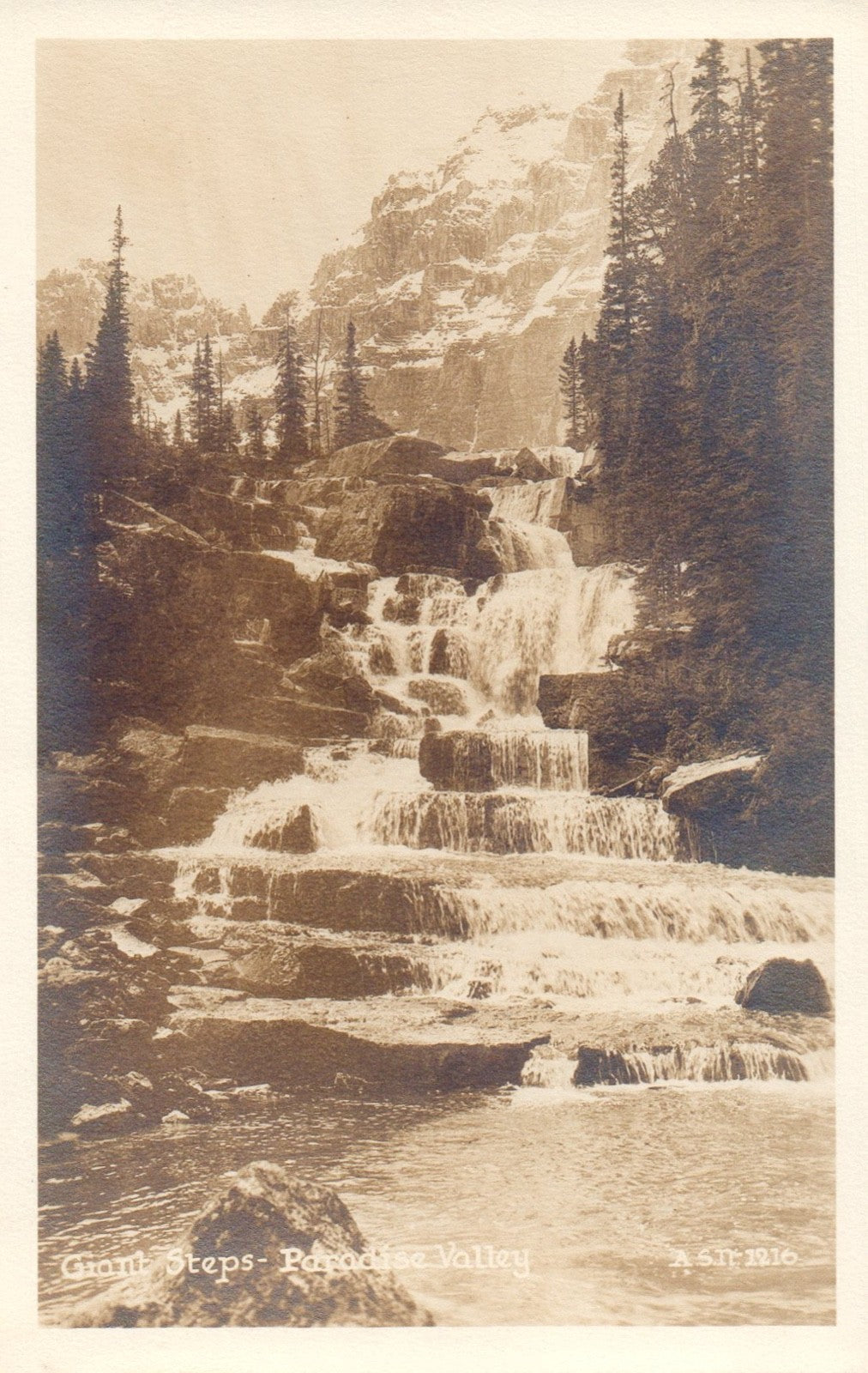 Giant Steps Paradise Valley Banff Park Alberta Canada Real Photo Postcard
