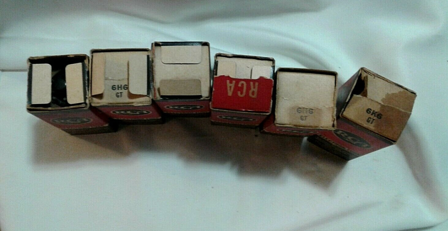 Vintage Lot of 6 RCA Electron Tube Bulbs 6H6 6k6 for Radio Television Receivers
