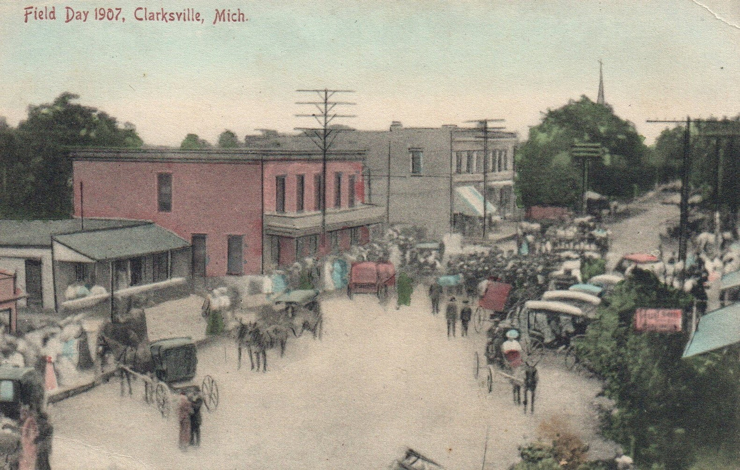 Field Day 1907 in Clarksville Michigan Mich MI Postcard