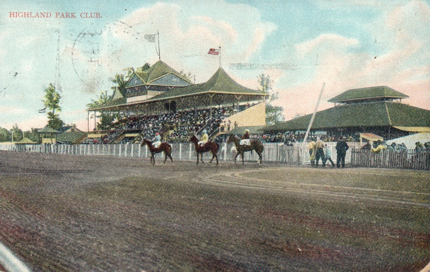 Highland Park Club Horses Michigan MI Postcard