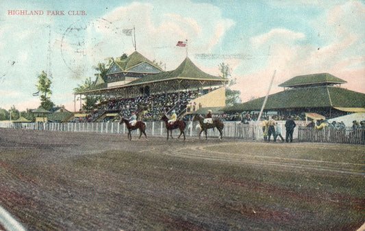 Highland Park Club Horses Michigan MI Postcard