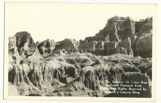 Real Photo Summit of Cedar Pass Badlans national Park SD South Dakota Postcard
