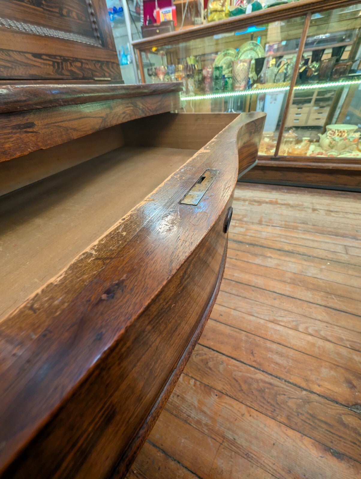 Victorian Antique Rosewood Grained Walnut Secretary Desk & Bookcase