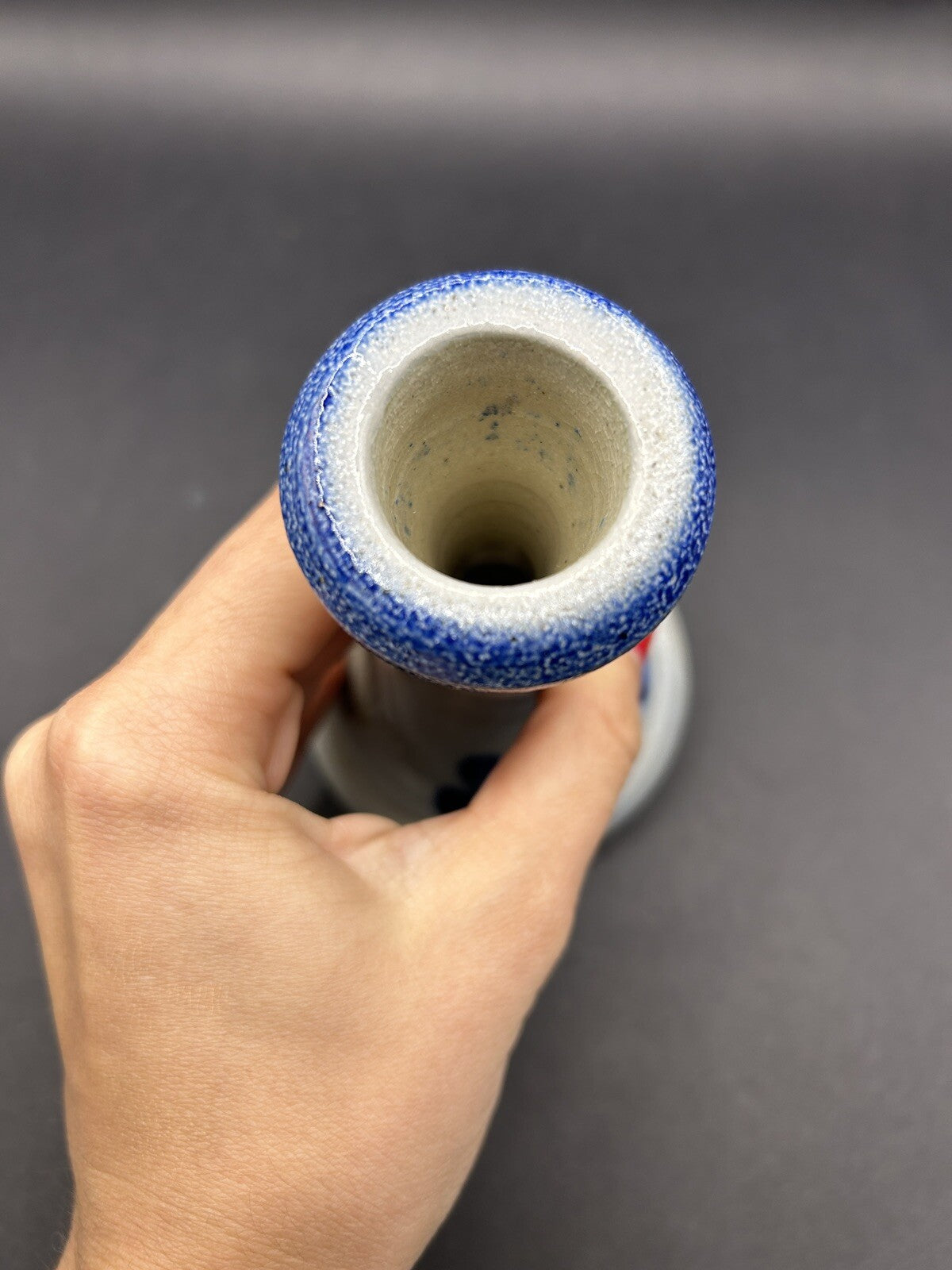  Rowe Pottery Works Candle Stick Holder Vintage 5" Cobalt Salt Glaze 1990 20A