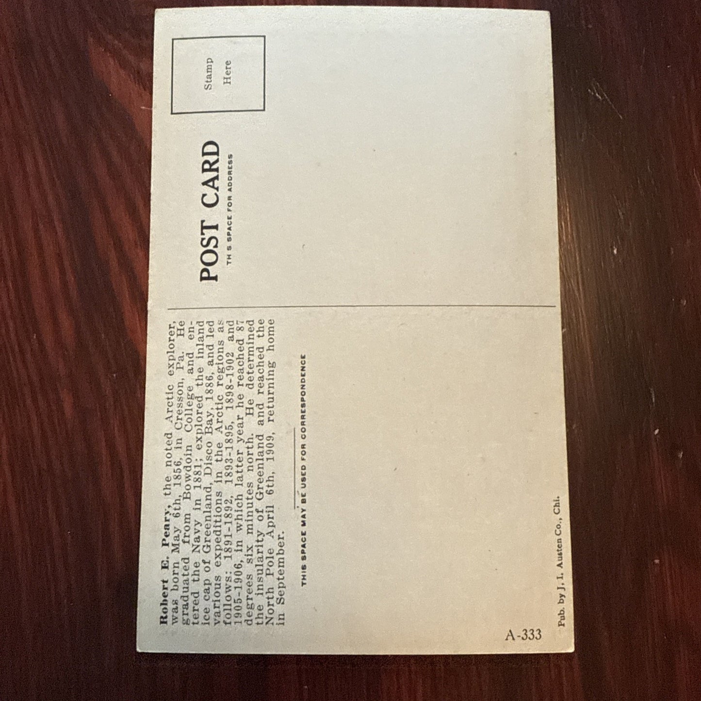 Robert Peary by J I Austen Postcard Angels Trumpets c1910's *Scarce