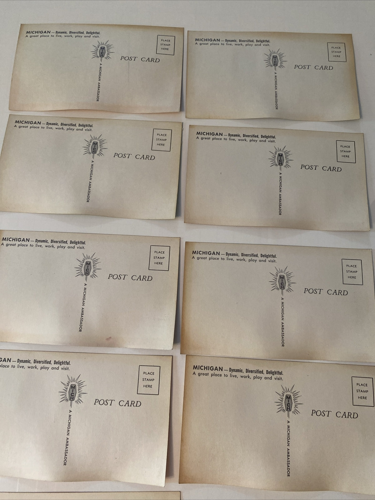 Lot of 10 Michigan Ambassador Advertising Series for Mich MI Postcards