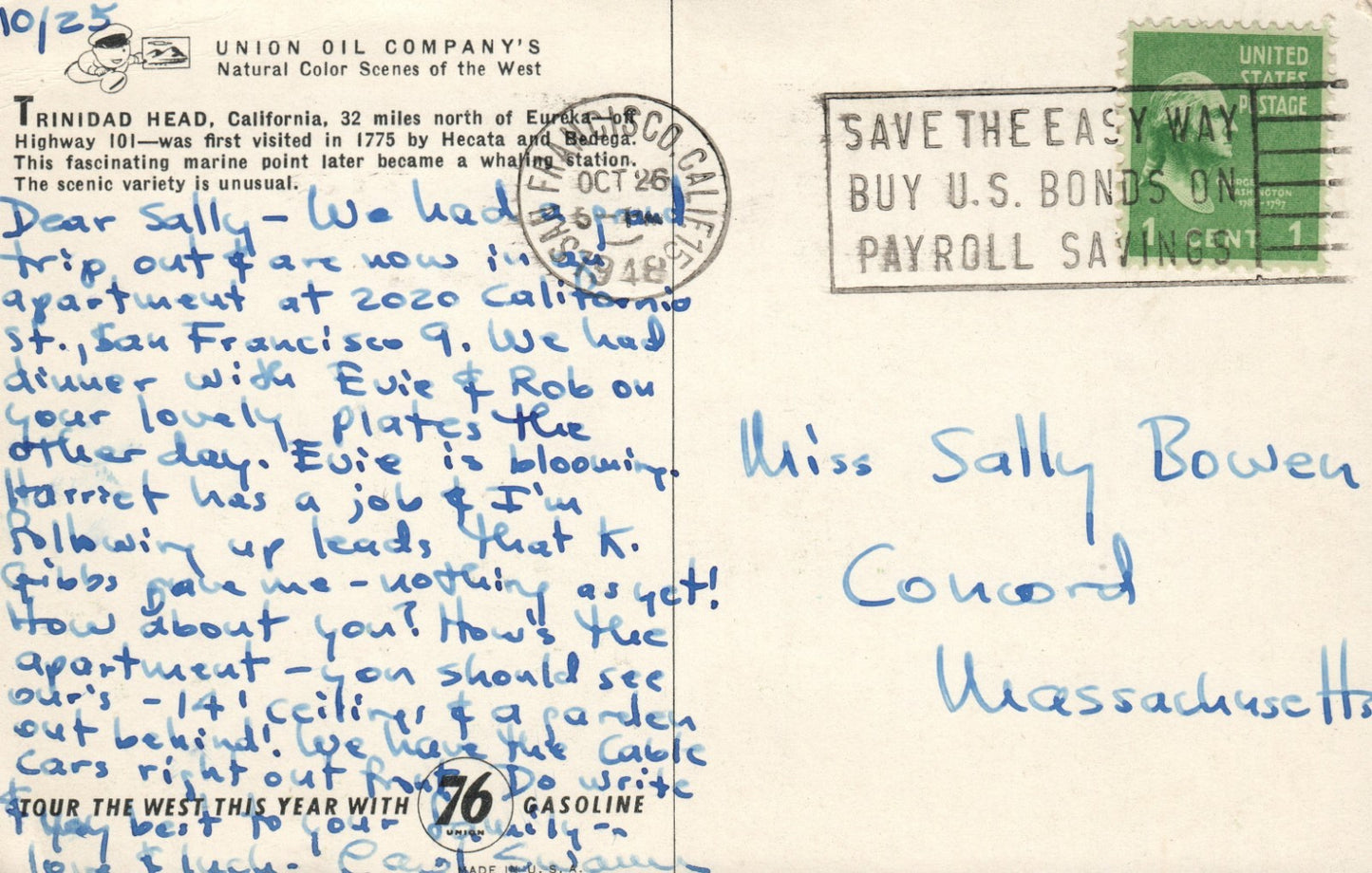 Union Oil Company National Color Scenes West  Advertising Postcard