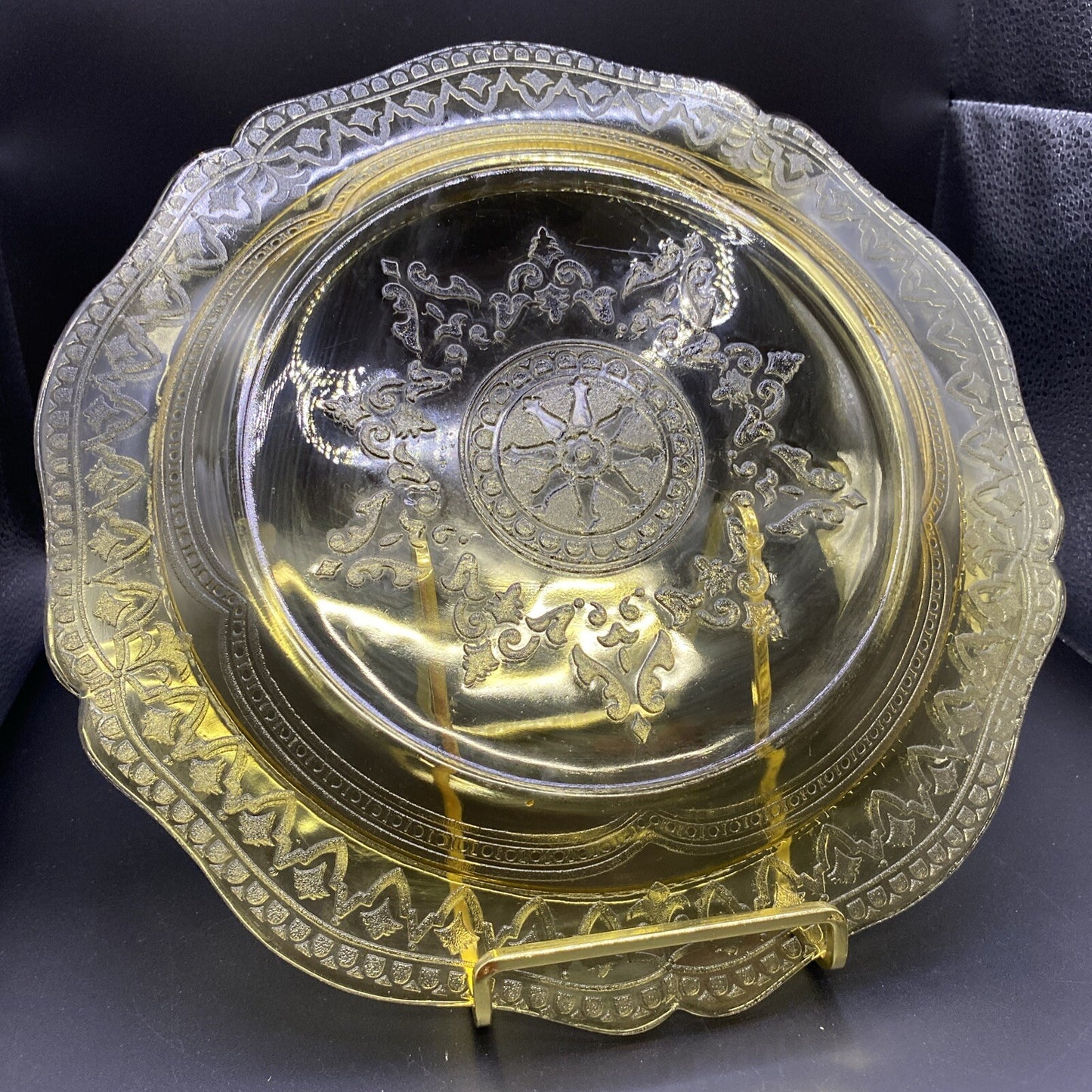 Federal Amber Patrician Spoke Yellow Depression Glass 11" Dinner Plate VTG 1930