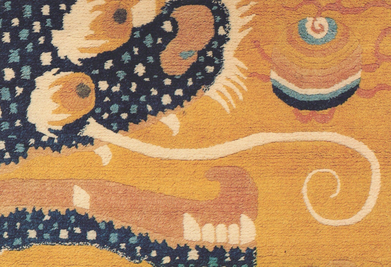 Chinese Pillar Carpet Blue Dragon 1980 Woven Art Reproduction  Postcard