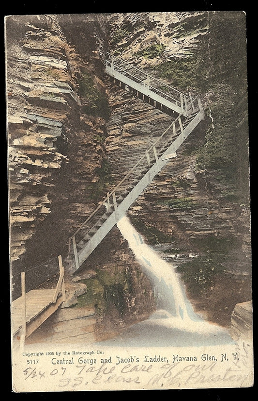 Central Gorge and Jacob's Ladder Havana Glen New York NY Postcard