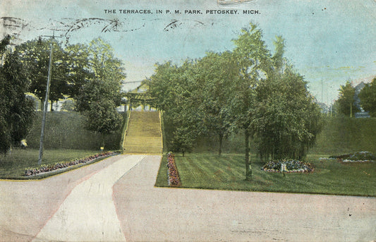 1914 The Terraces in PM Park Petoskey Michigan MI  Postcard