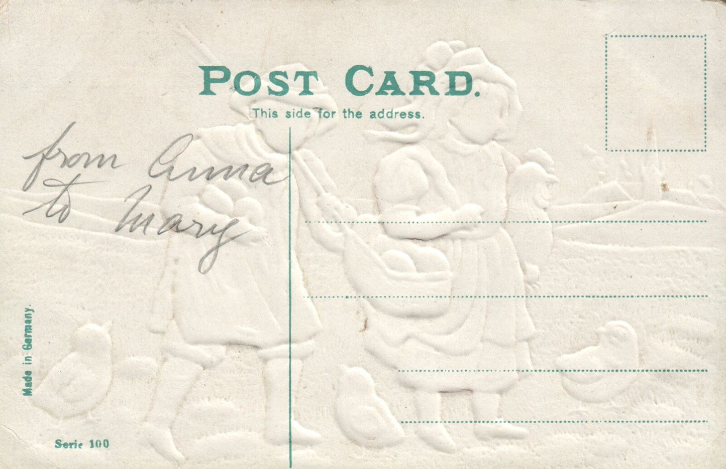  Easter Greetings Children with Chicks & Eggs Hen  Postcard Series 100