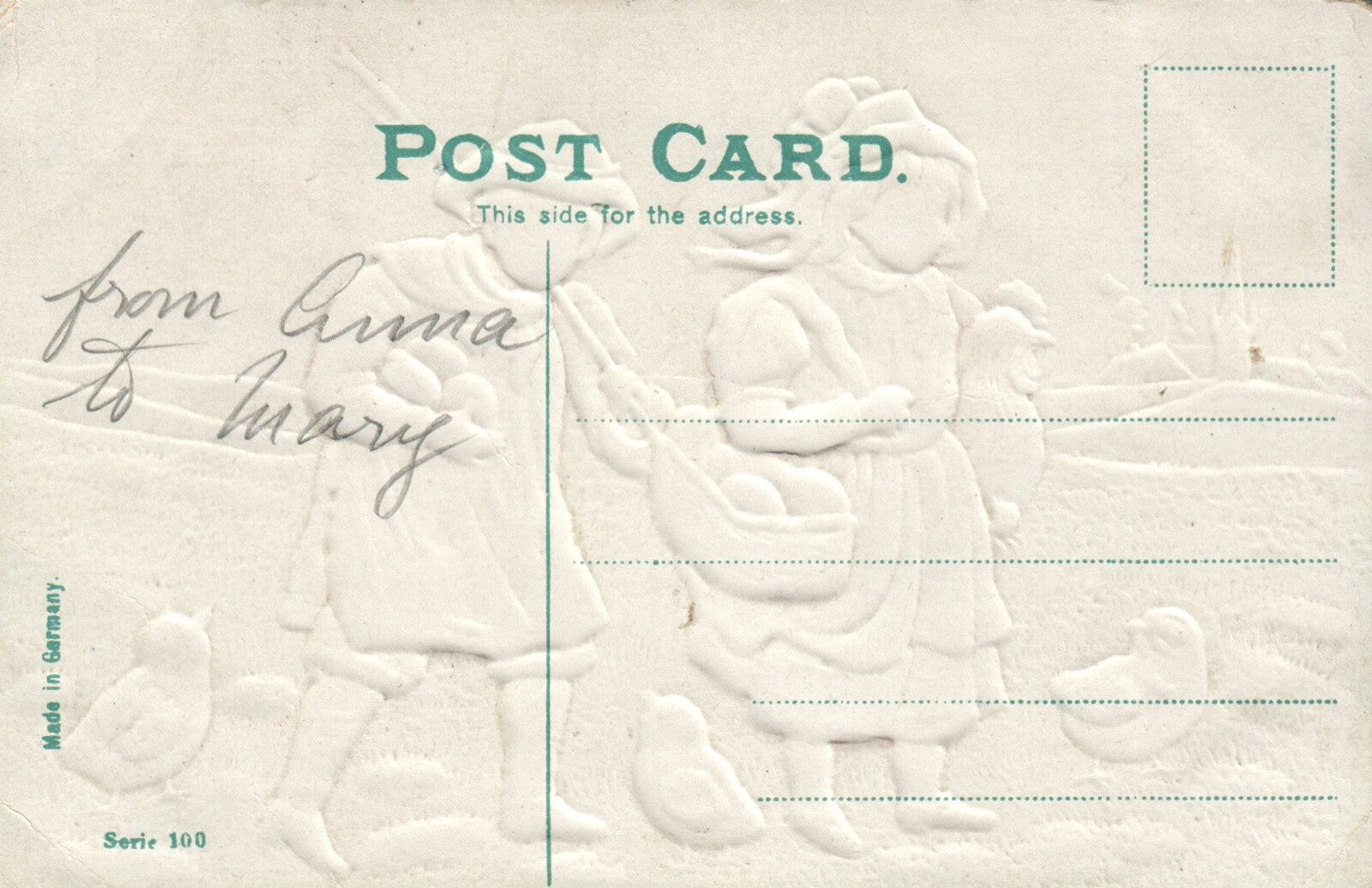  Easter Greetings Children with Chicks & Eggs Hen  Postcard Series 100