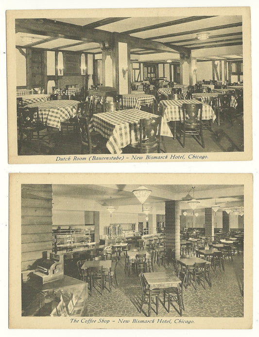New Bismark Hotel Coffee Shop Chicago IL  Black and White Postcard