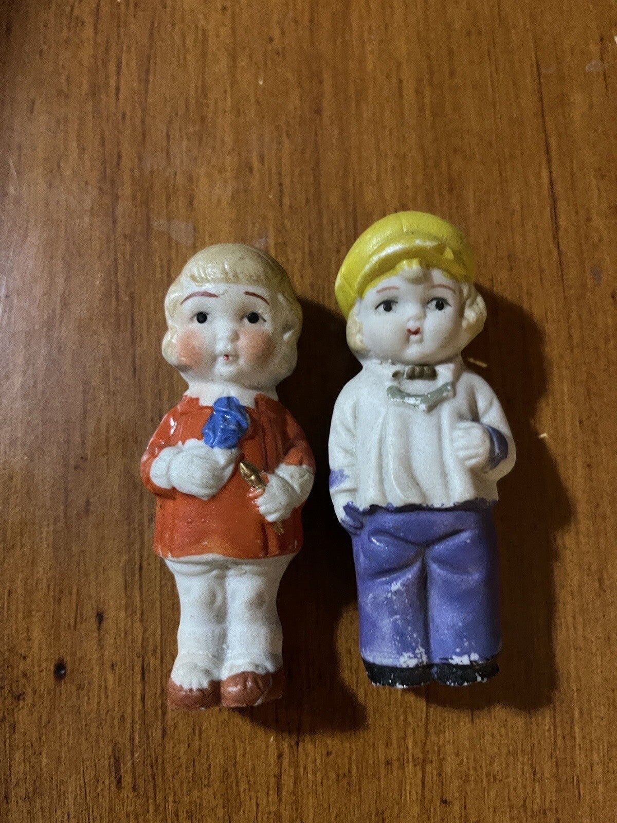 Vintage Japanese Figurines Bisque Lot of 2 Miniatures Boy And girl