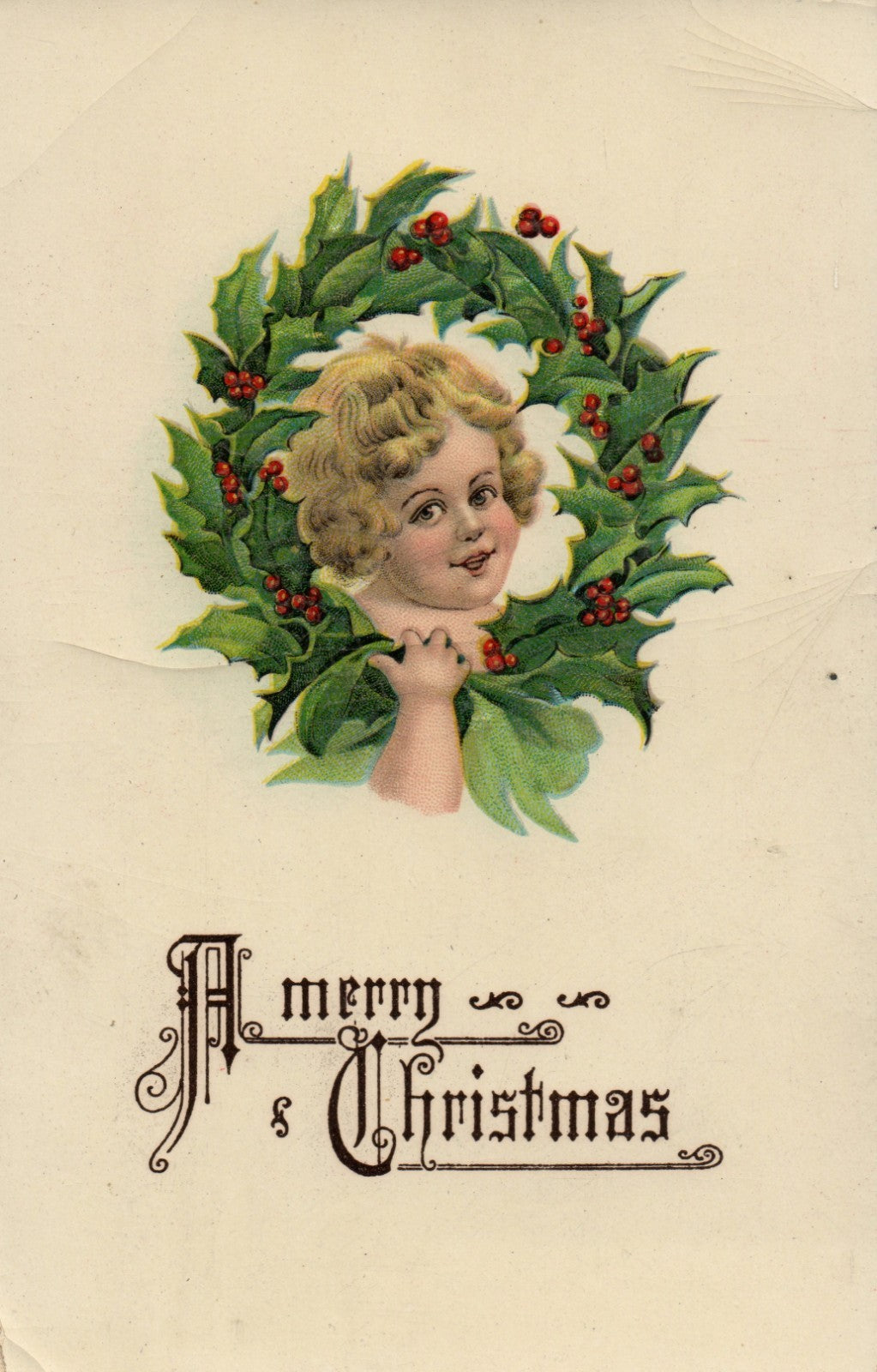  Christmas Girl Holding Holly Wreath Gel Finish Gottschalk Series 2695