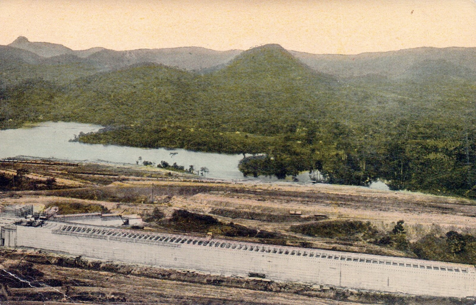 Bird's Eye View of Pedro Miguel Lock Vintage Panama Postcard