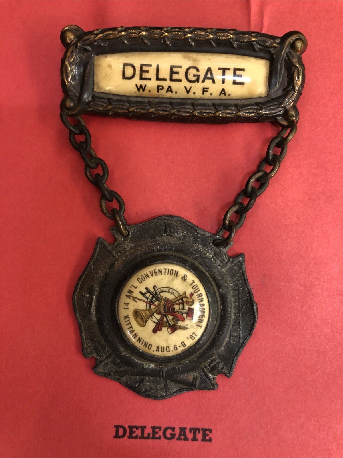1907 Pins Badges Fireman Association Convention Pittsburg Pennsylvania PA