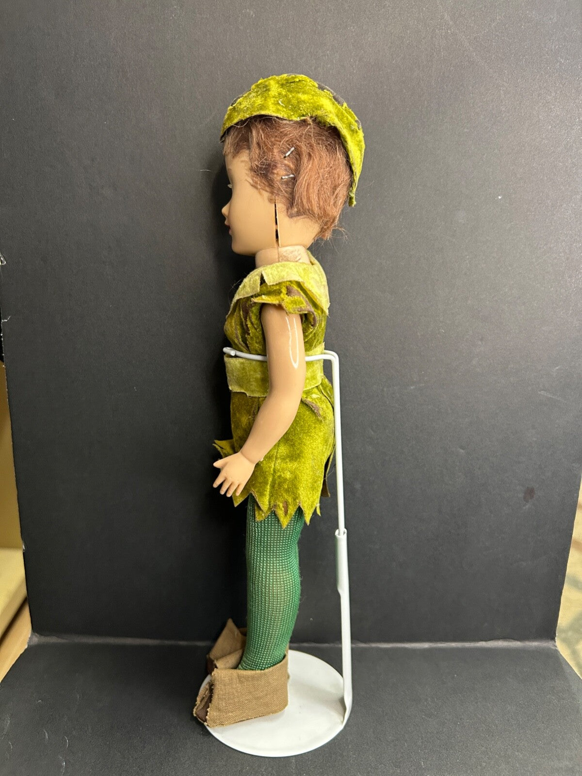 1950's Vintage Peter Pan Doll Blinking Eyes Arms and Legs That Move With Stand