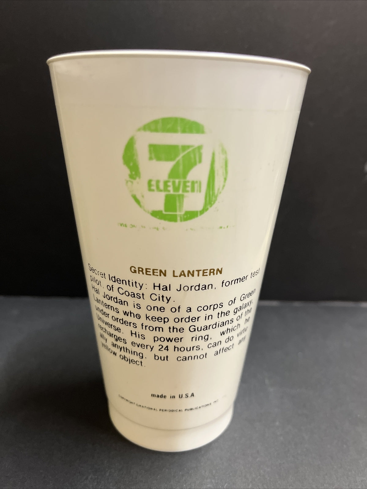 Vintage 1973 7/11 Plastic Slurpee Cup Super Hero "Green Lantern"