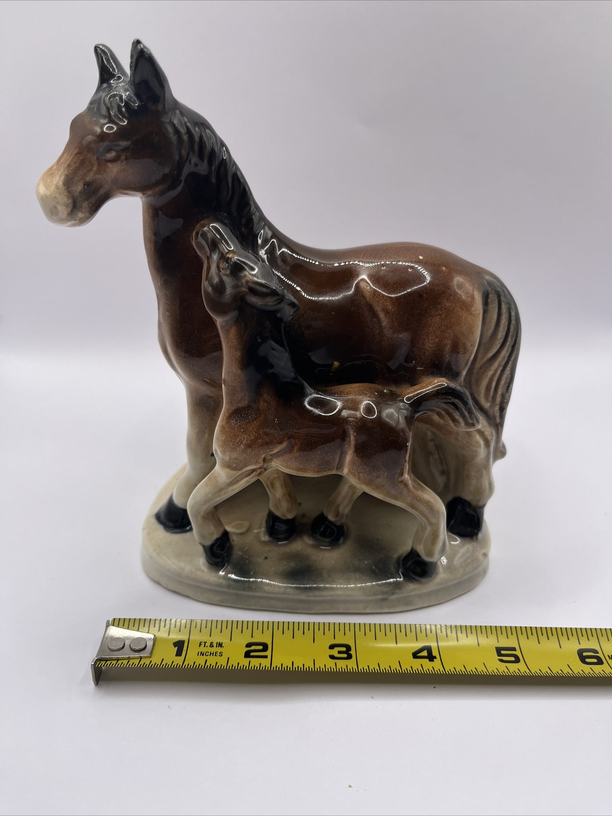 Vintage Horse with Colt Ceramic Figurine Made in Japan Planter