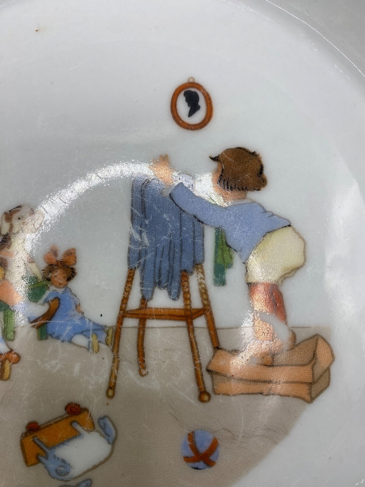 Vintage 1900s Children's Rim Bowl w/ Artwork on the Bottom Made in Germany Bowl