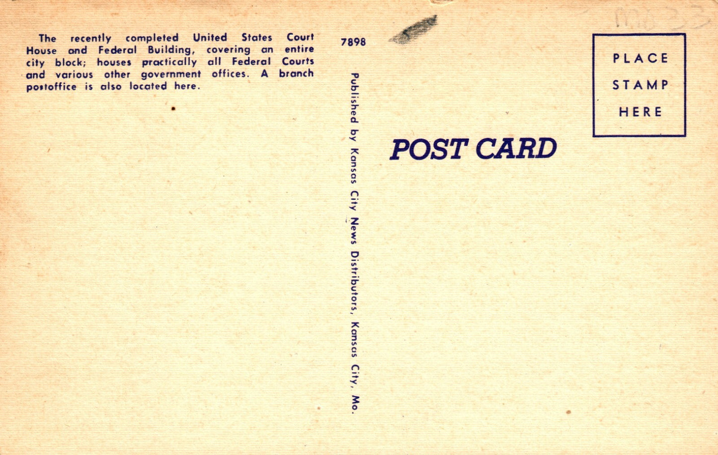 US Court House & Post Office Grand Ave Kansas City MO Missouri  Postcard