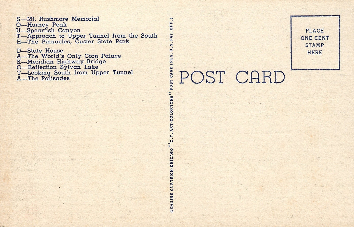 South Dakota SD Large Letter  Postcard