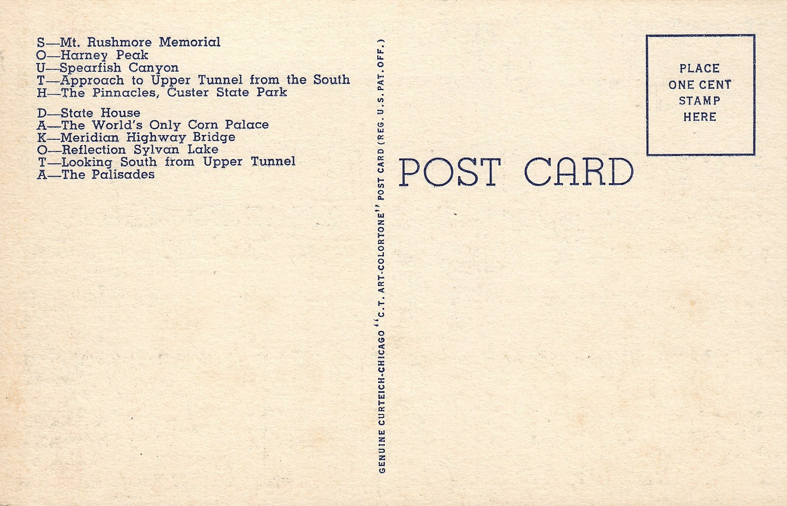 South Dakota SD Large Letter  Postcard