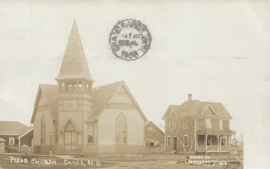 1908 Real Photo Presbyterian Church ND North Dakota Postcard 