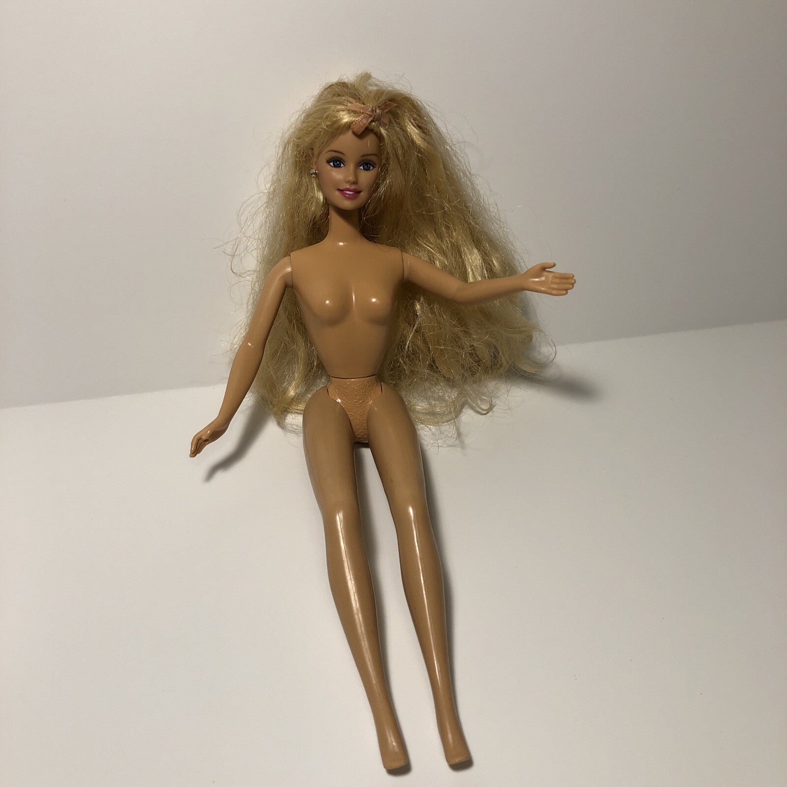 Mattel 1966 Blonde Barbie Doll Toy Blue Eyes Twist & Turn w/ Earrings Indonesia