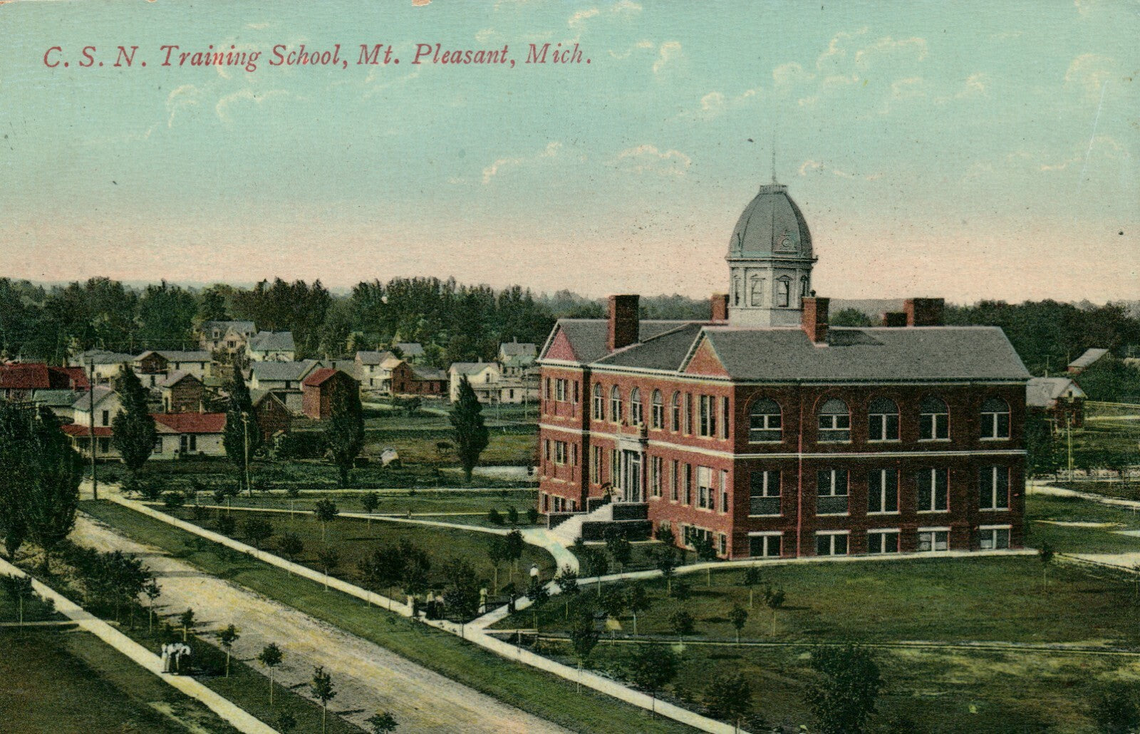 1910 Real Photo CSN Training School Mt. Pleasant Michigan MI Postcard 