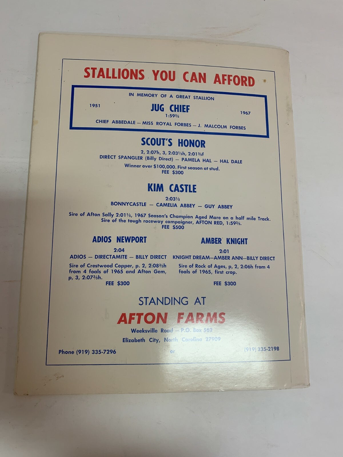 1968 International Stallion Directory Ocean City Maryland MD