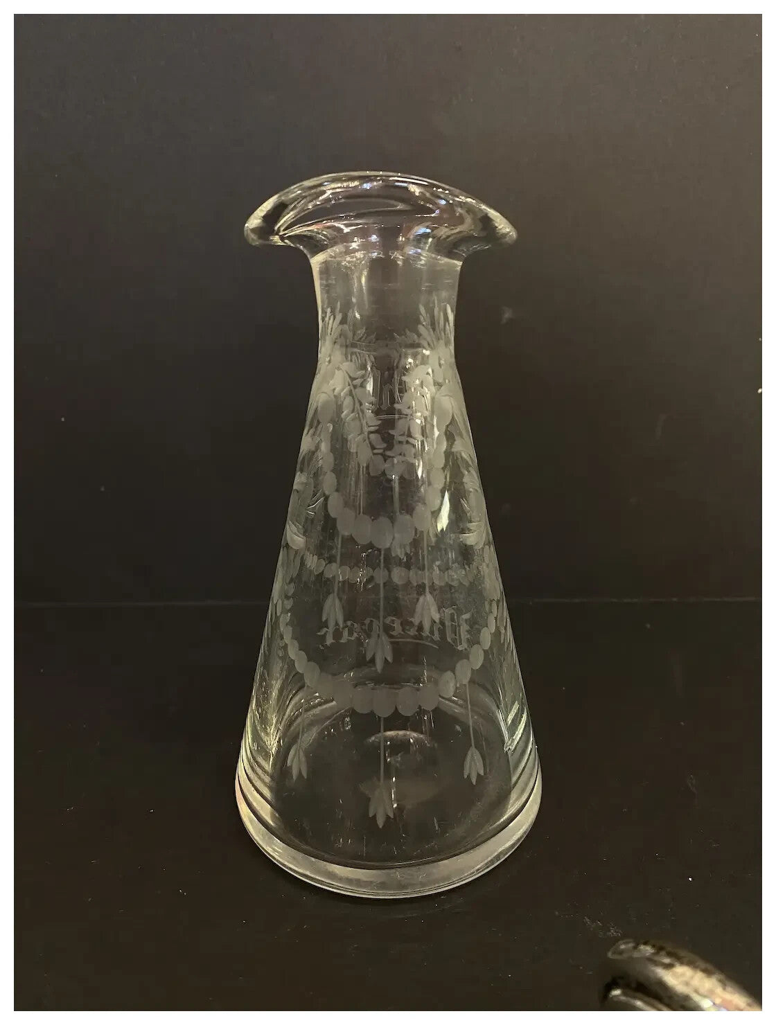 Sterling Silver Stopper 1920 Hawkes Cut Glass Engraved Oil Vinegar Bottle Cruet