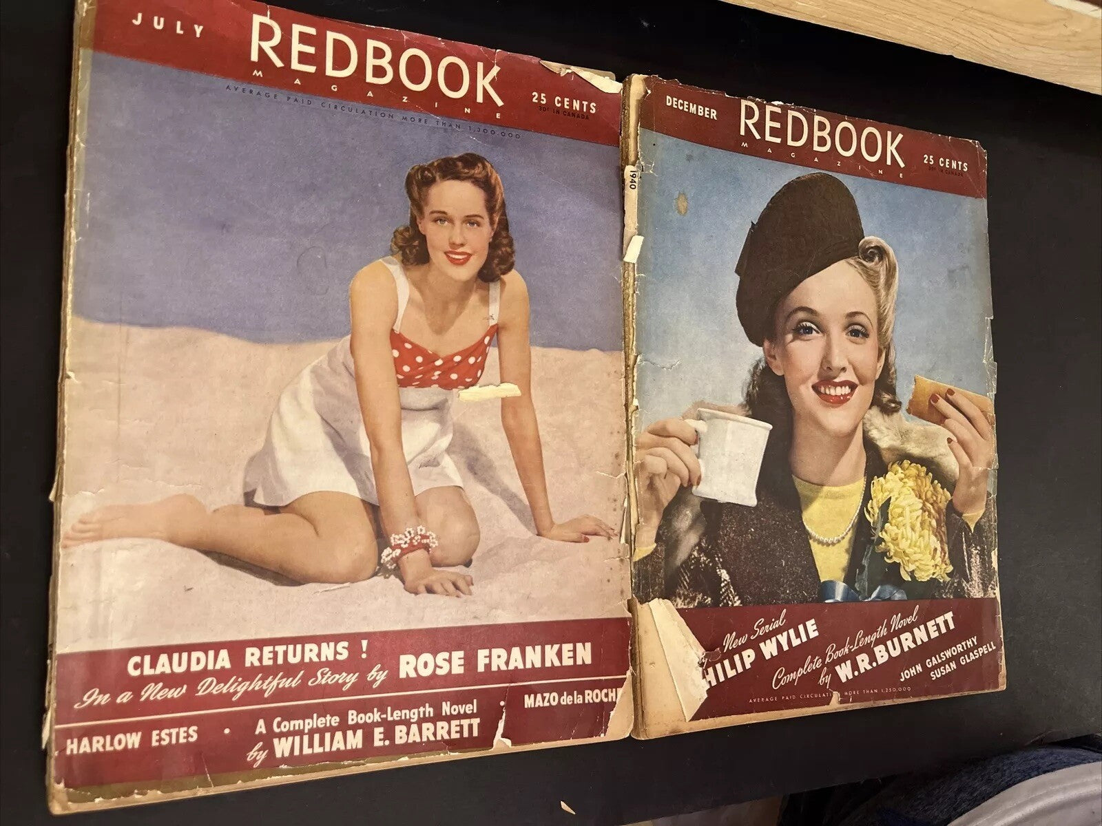 Lot of 2 Redbook Magazines ~ July 1941 & December 1940 Covers, Ads and Articles