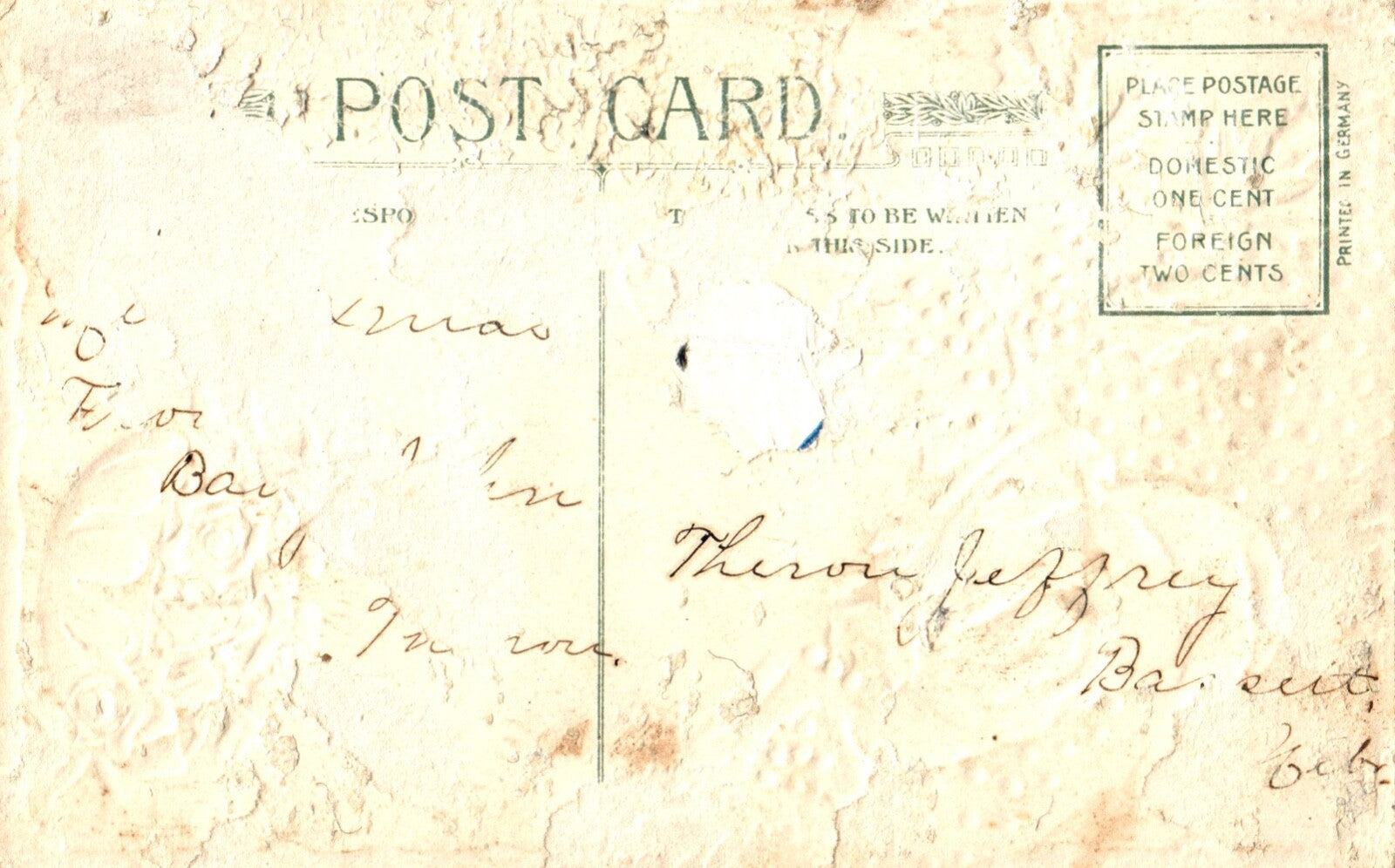 Christmas Greetings Little Girls with Holly & Santa Vintage Santa Postcard