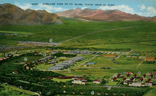 Aerial View Ft. Bliss El Paso Tex Texas TX Postcard  