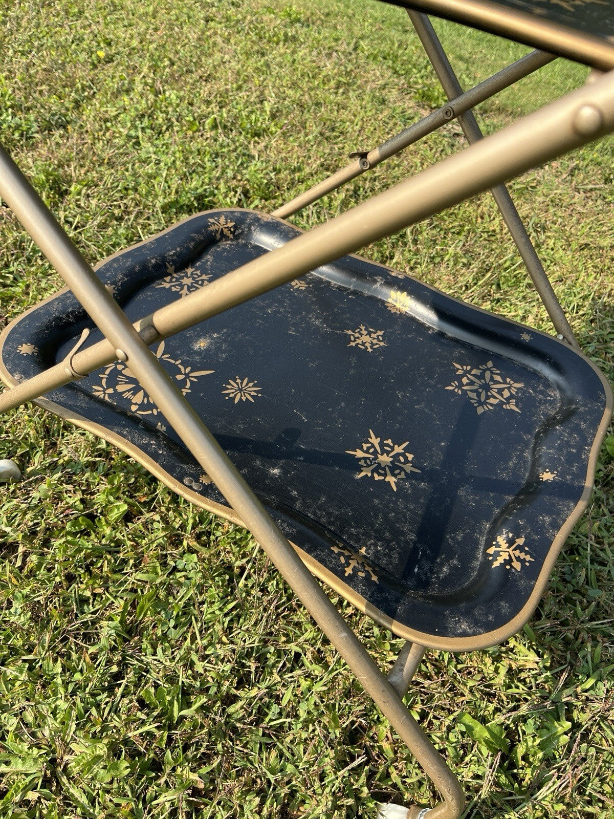 VINTAGE  SERVING CART TEA TROLLEY RETRO 1960s Black/Gold