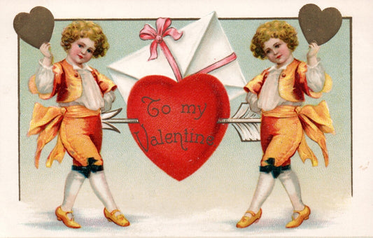 1909 Ellen Clapsaddle Valentine Postcard twins Hearts