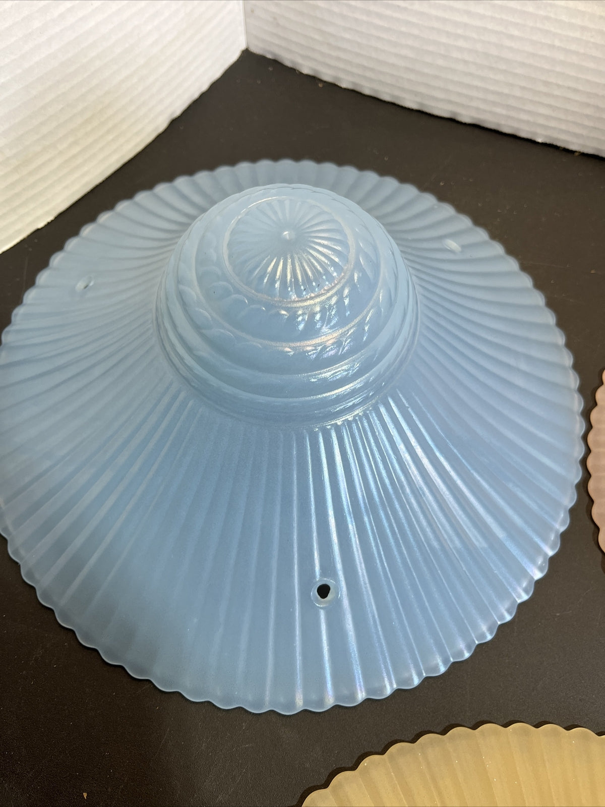 Vintage 11” Glass Shade 3 Hole Flush Mount Light 