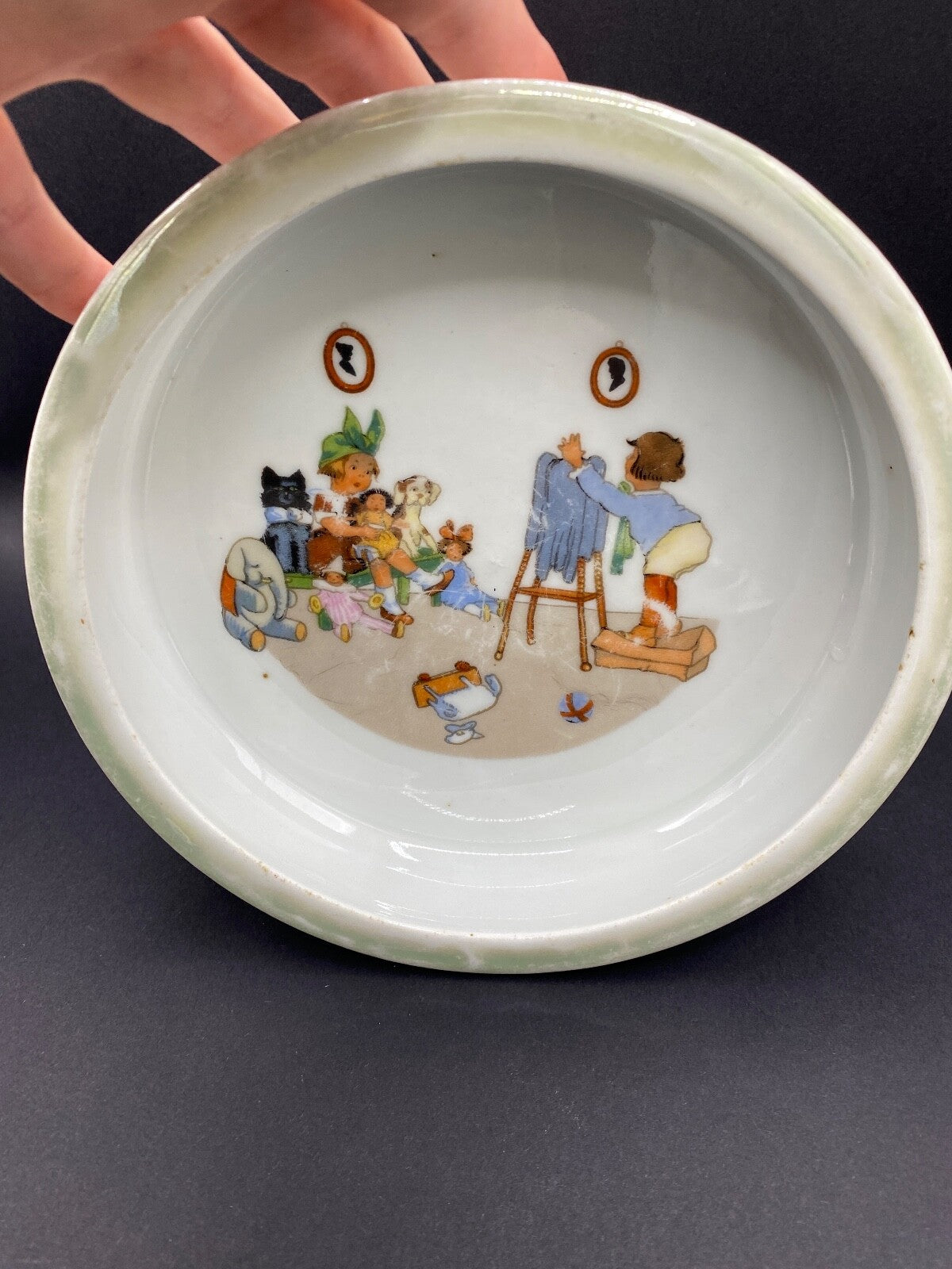 Vintage 1900s Children's Rim Bowl w/ Artwork on the Bottom Made in Germany Bowl