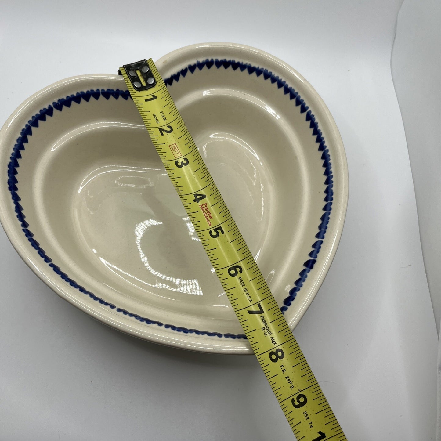 Boleslawiec Polish Pottery Heart-shaped Serving Bowl HandMade Baker Mold Blue