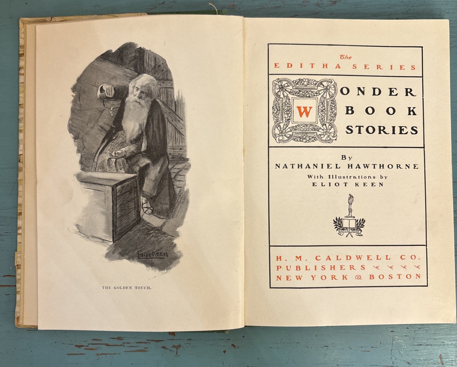 Editha Series Wonder Book Stories 1906? by Nathaniel Hawthorne H M Caldwell Co