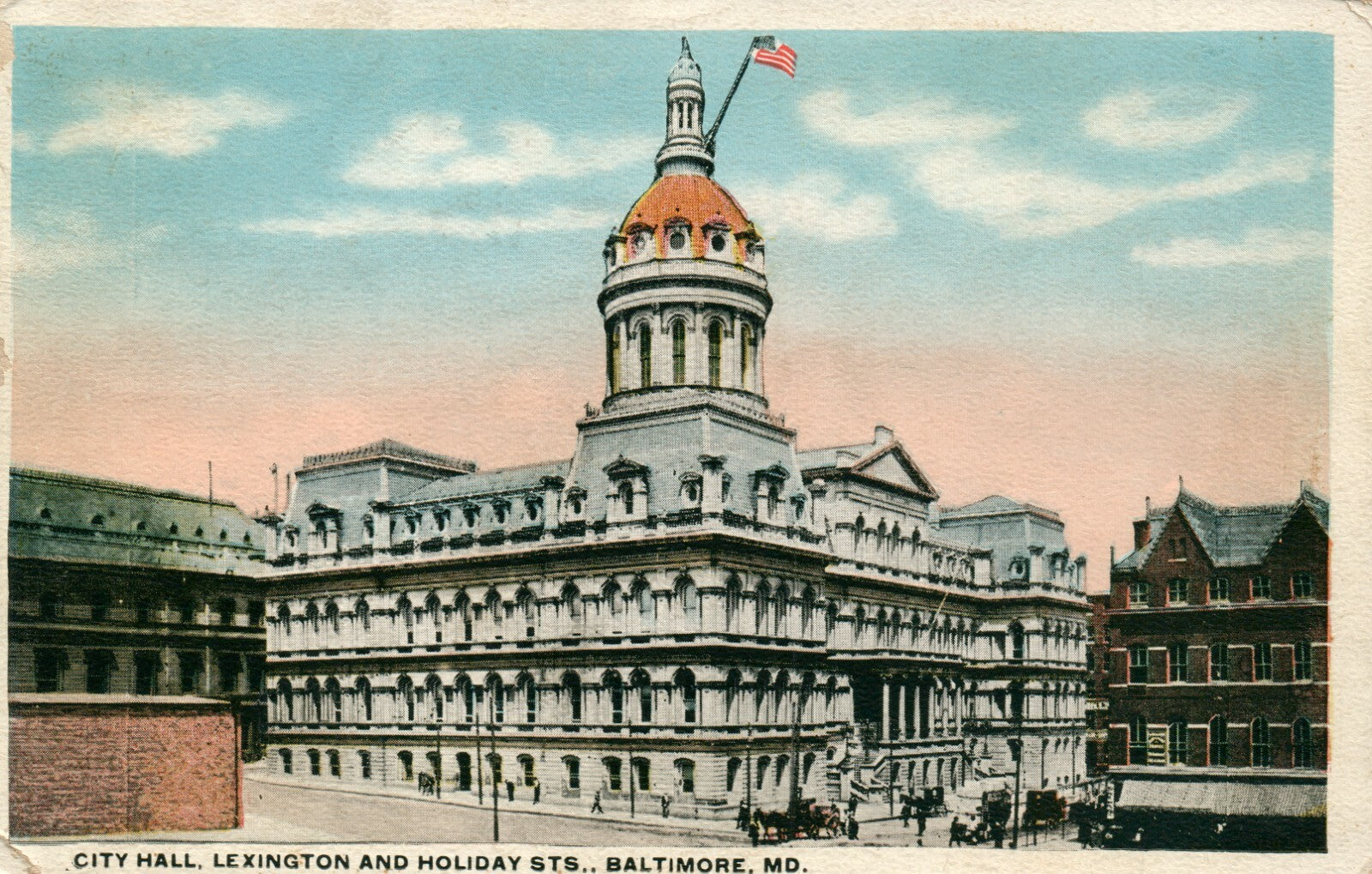 City Hall Lexington and Holiday Sts Baltimore MD Maryland Postcard