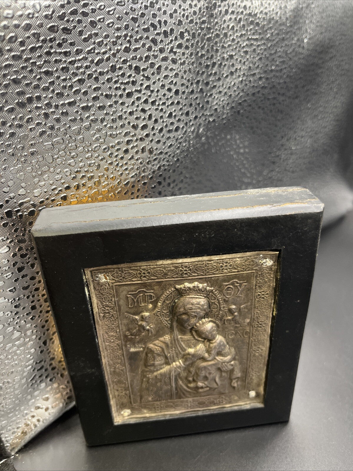 Bysantine Art Replica Madonna and Child Holy Image In 950 Fine Pure Silver
