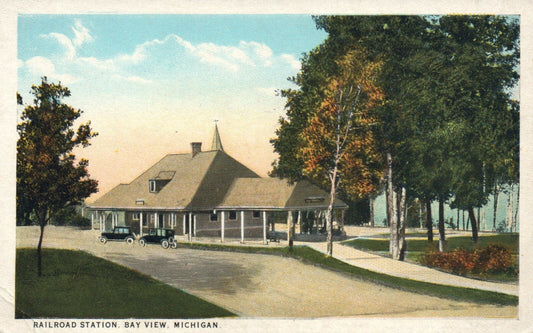 Railroad Station, Bay View Michigan Mich MI Postcard
