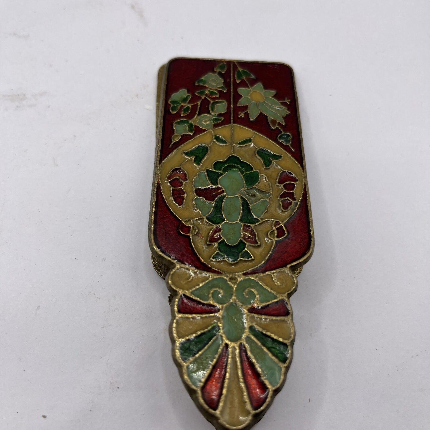 Greek cloisonne double sided brass paper clip