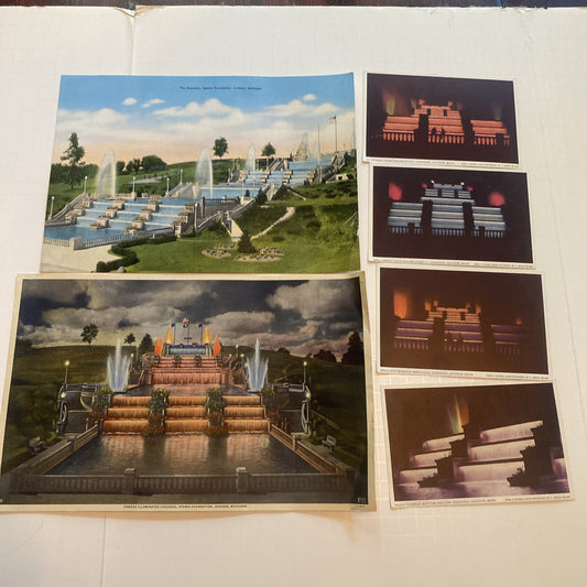 Lot of 6 Jackson MI Michigan  Postcard Oversize Cascades Fountain